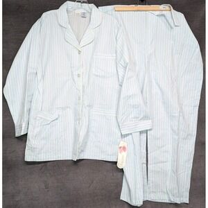 VTG Laurel Rose Country Intimates Sleepware Pant Set Medium 90's Pin Stripe Blue